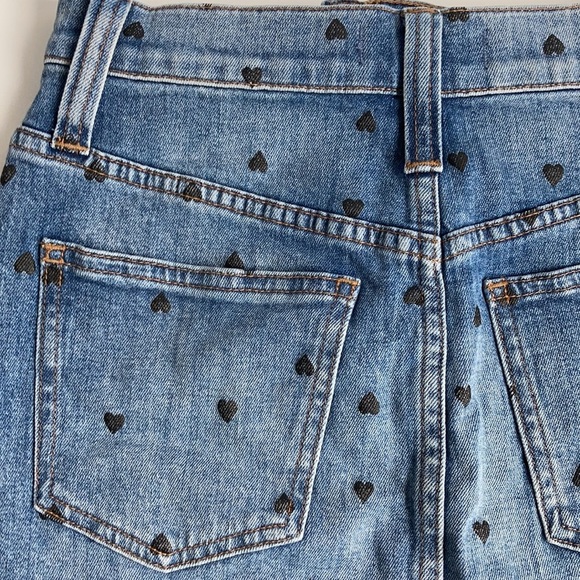 Madewell stretch denim straight mini skirt black heart print edition - Picture 13 of 15